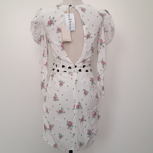 NWT FOR LOVE & LEMONS MABEL POLKA-DOT & ROSE PRINT MINI DRESS - Picture 6 of 9